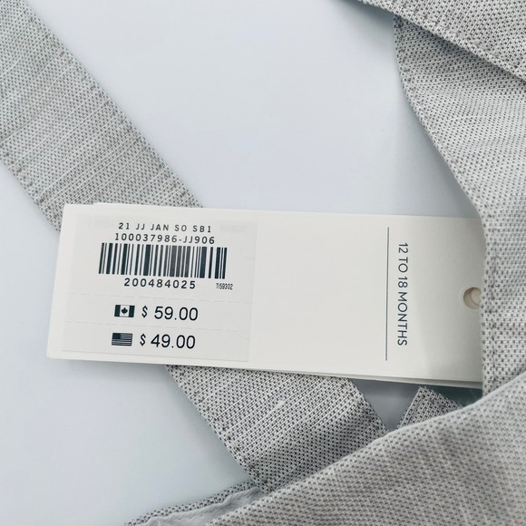 NWT Janie & Jack Boys Grey Linen Blend Suspender Shorts 12-18 Mo Wedding Casual - Picture 3 of 5